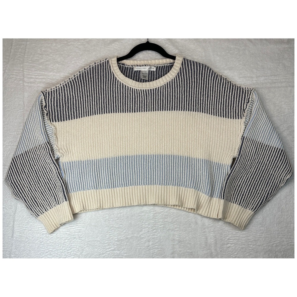 Altar'd State Cropped Sweater Womens M Multi-Color Striped Knit